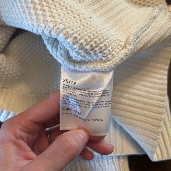 Lululemon Honeycomb Crewneck Oversized Sweater 3D Knit Cotton Bone Cream Sz XS - Picture 9 of 9